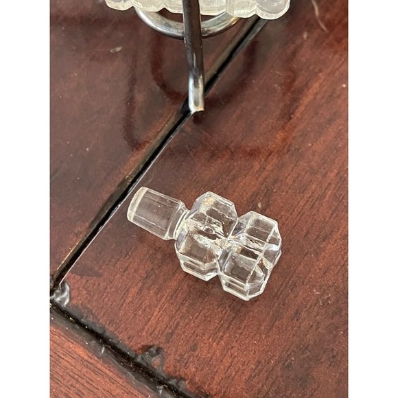 Glass Condiment Set Vintage Holder Pressed Glass Table - Picture 6 of 10